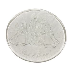 Circle Of Friends Clear Pressed Glass Serving Plate 12.5 Inch Diameter Vintage